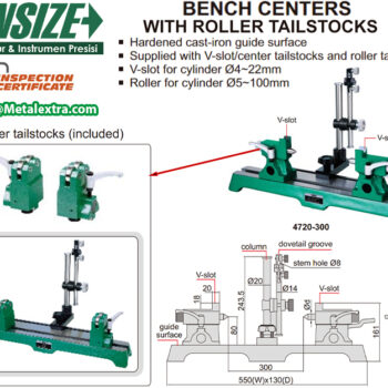 Alternative view of INSIZE Bench Center Roller Tailstock 4720-300 (Accuracy ±2μm) Center height; 80mm, Range; Ø16mm, Length; ≤300mm
