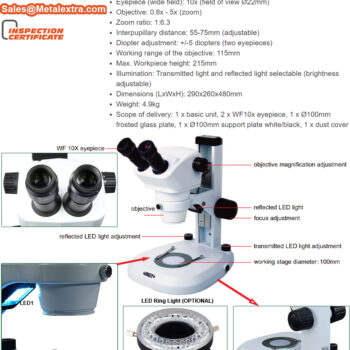 INSIZE Binocular Microscope ISM-ZS50 (Dual LED Matrix Light, view field; ⌀22mm) Optical Magnification; 8x~50x - Image 4