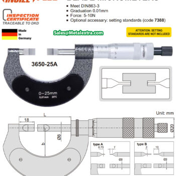 Alternative view of INSIZE Blade Micrometer 3650 (DIN 863-3, Graduation: 0.01mm) Accuracy; ±4μm, Range; ≤Ø300mm