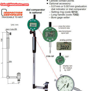 Alternative view of INSIZE Bore Gage 2443 (2-Point Carbide Anvil) Accuracy: ±4μm, Range: ⌀4.5mm - ⌀800mm