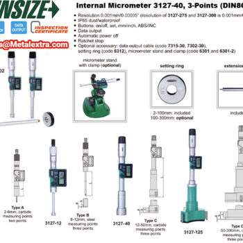 INSIZE Bore Gage Micrometer 3127-40, 3-Points (IP65 Waterproof), Ø30mm - Ø40mm/Ø1.18 Inch - Ø1.57Inch - Image 4