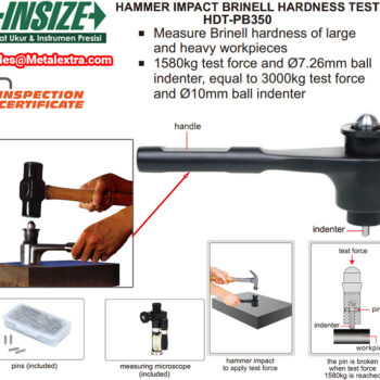 INSIZE Brinell Hardness Tester Hammer Impact Type HDT-PB350, ISO 6506, ASTM E10, Identer; Ø7.26mm/Ø4mm,  Range; 100 ~ 650HBW - Image 6