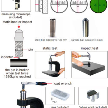 INSIZE Brinell Hardness Tester Static Type ISHB-P101, ISO 6506, ASTM E10, Identer; Ø7,26mm/Ø4mm, Range; 100HBW ~ 650HBW - Image 5