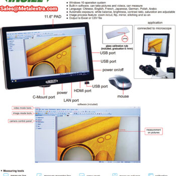 Alternative view of INSIZE C-Mount Camera + Tablet PC for Microscope ISM-ZS70-S (11.6 Inch, 4K resolution), 16Mpx, HDMI, USB