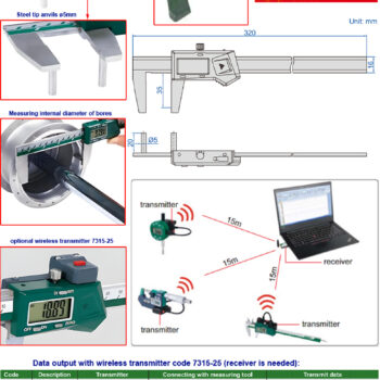 INSIZE Caliper for Bores with Barrier Points 1513-200 (Data Output, Grad; 0.01mm) Accuracy; ±0.03mm, Range; Ø10mm - Ø200mm - Image 4