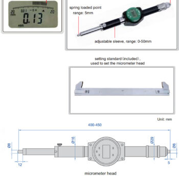 INSIZE Carbon Fiber Bore Gauge 2-Points 3522 (Data out, Res; 0.001mm) Range; Ø400mm - Ø6400mm - Image 3