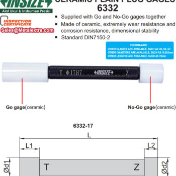 INSIZE Ceramic Plain Plug Gauge 6332 (Metric Standard DIN7150-2) Range; ø1mm - ø50mm - Image 3