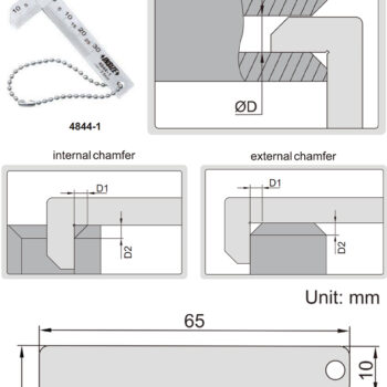 INSIZE Chamfer Gauge 4844 (Grad; 0.5mm) Range; 0-.39"/0-10mm - Image 4