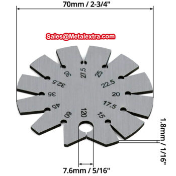 INSIZE Circular Angle Gauge 4857-1A (Bevel Gauge) Accuracy; ±0.1°, Range; 15°, 17.5°, 20°, 22.5°, 25°, 27.5°, 30°, 32.5°, 35°, 45°, 60°, 120° - Image 3