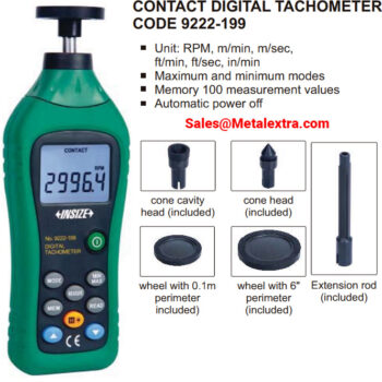 INSIZE Contact Digital Tachometer, 9222-999, 50 - 19999 RPM - Image 2