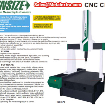 Alternative view of INSIZE Coordinate Measuring Machine 3 axis ISC-575 (Renishaw Probe) Resolution 0.1μm, Accuracy; ±2.7μm, Range; 500x700x500