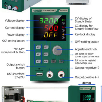 Alternative view of INSIZE DC Power Supply 9911-PS305 (Programmable DC Power Supply 150W) 1 Output, Range: 0∼30V/ 0∼5A
