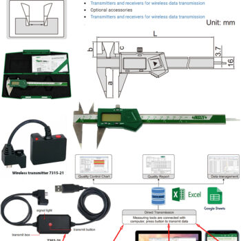 INSIZE Digital Point Caliper 1183 (DIN 862, Data Out, Grad; 0.01mm) Accuracy; ±0.02mm, Range; ≤Ø150mm - ≤Ø300mm - Image 8