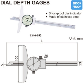 INSIZE Dial Depth Gauge 1340 (Graduation; 0.02, Accuracy ±30µm) Ø150mm-200mm-300mm - Image 2