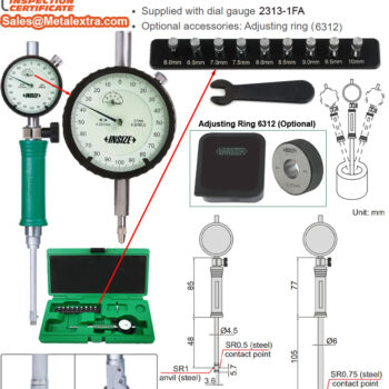 INSIZE Dial Bore Gauge 2853 For Precision Bore (Grad; 0.001mm) Accuracy; +/-0.007mm, Range; ≤Ø6mm - Ø18.5mm - Image 2