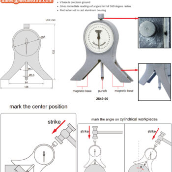 INSIZE Dial Center Finder Gauge 2849-90 For Pipe & Tubes (V-angle 90°, Resolution; 1°) Accuracy ±1°, Range; 4x90° - Image 4