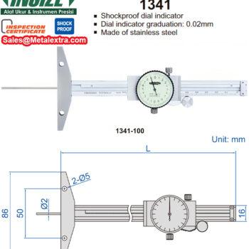 Alternative view of INSIZE Dial Depth Gauge Round Bar 1341 Series (Graduation; 0.02mm) Accuracy; ±0.02mm, Range; ≤Ø100mm - Ø200mm