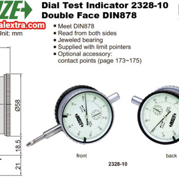 INSIZE Dial Indicator 2328-10 Double Face DIN878 (Resolution 0.01mm) Accuracy 17μm, Range: 10mm - Image 6
