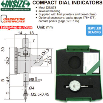 INSIZE Dial Indicator Gauge 2311, DIN878 (Grad 0.01mm) Accuracy 12μm, Range: 3-5mm - Image 7