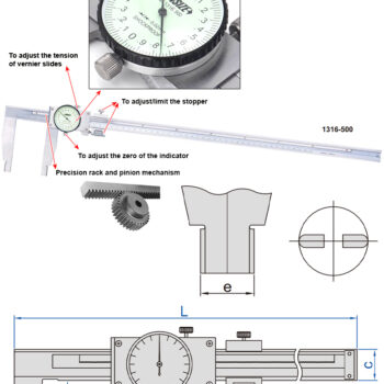 Alternative view of INSIZE Internal Dial Caliper 1316 (Shockproof, Res; 0.02mm) Range; 500mm - 1500mm