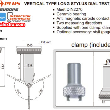 INSIZE Dial Lever Vertical Gauge 2899-05, 0-25-0, DIN2270 (Grad 0.01mm) Accuracy 13μm, Range: 0.5mm - Image 3