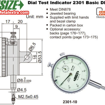 INSIZE Dial Test Indicator 2301 Basic DIN 878 (Resolution 0.01mm) Accuracy 17μm, Range: 10mm - Image 6