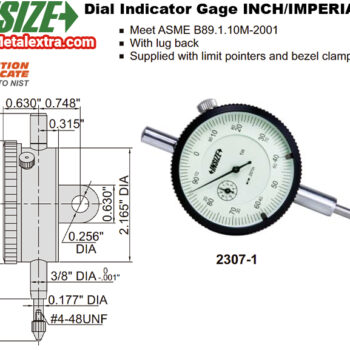 INSIZE Dial Test Indicator 2307 INCH (Resolution 0.001" / 0.0005") Accuracy ±0.001", Range: 0.1" - 0.05" - Image 7
