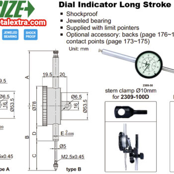 INSIZE Dial Test Indicator 2309 Long Stroke (Resolution 0.01mm) Accuracy 35μm, Range: 1mm - Image 5