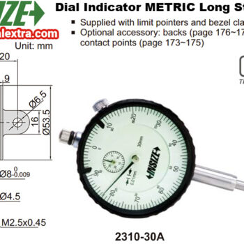 INSIZE Dial Test Indicator 2310-FA Long Travel (Resolution 0.01mm) Accuracy 25μm, Range: 20mm - 30mm - Image 3