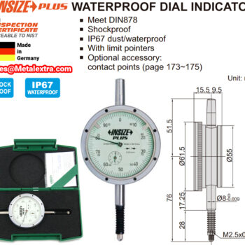INSIZE Dial Test Indicator 2894-10F METRIC (DIN878, Resolution 0.0005") Waterproof IP67 Accuracy ±17µm, Range: 10mm - Image 5