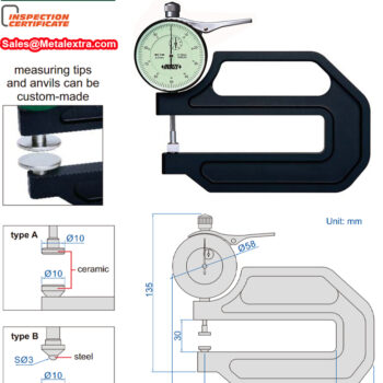INSIZE Dial Thickness Gauge 2365 (Resolution 0.01mm) Range; ≤⌀10mm - ⌀20mm - Image 2