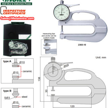INSIZE Dial Thickness Gauge 2365 (Resolution 0.01mm) Range; ≤⌀10mm - ⌀20mm - Image 5