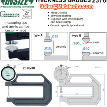 Alternative view of INSIZE Dial Thickness Gauge 2376 Series (Resolution 0.01mm, Accuracy; 0.035mm) Range; ≤⌀30mm/1 Inch