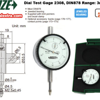 INSIZE Dial Indicator Gauge 2308, DIN878 (Resolution 0.01mm) Accuracy 12μm, Range: 3mm - 10mm - Image 5