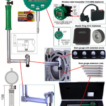INSIZE Digital Bore Gauge 2127 Series L Type (Grad; 0.002mm, Accuracy; ±18µm) Range; Ø35mm - Ø450mm - Image 3
