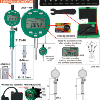 INSIZE Digital Bore Gauge 2153 For Precision Bore (Grad; 0.001mm, Accuracy; ±5-7µm) Range; ≤Ø6mm - Ø18.5mm - Image 4