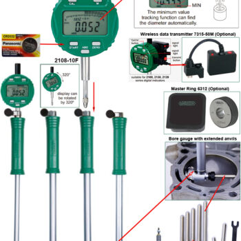 INSIZE Digital Bore Gauge 2724 Series (Grad; 0.002mm, Accuracy; ±18µm) Range; Ø18mm - Ø160mm - Image 4