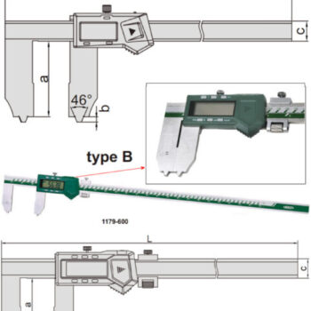 INSIZE Digital Caliper 1179 RTJ Ring Groove (DIN862, Grad; 0.01mm) Accuracy; ±0.02mm, Range; ≤Ø300mm - Ø1000mm - Image 6
