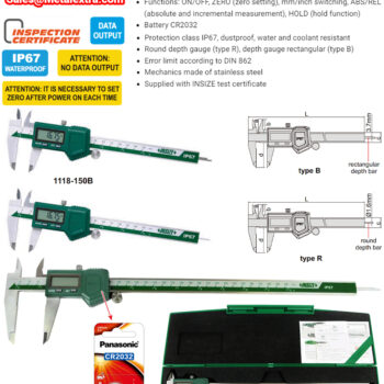 INSIZE Waterproof Caliper 1118-150B (DIN 862, Res; 0.01mm) IP67 Range; Ø150mm - Image 10
