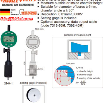 Alternative view of INSIZE Digital Chamfer Gauge 2944 (Resolution; 0.01mm) 30° Anvil Inside/Outside, Accuracy; 0,02mm, Range; ≤⌀6mm