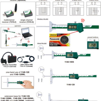 INSIZE Digital Depth Gage 1148 Series Round Bar (Wireless, Graduation: 0.01mm) Range; ≤Ø100mm - Ø300mm - Image 4