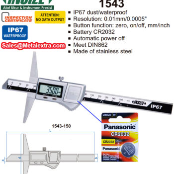 INSIZE Digital Depth Gauge 1543 (NO DATA, DIN 862, Res; 0.01mm) Waterproof IP67, Accuracy; ±30μm, Range; ≤Ø150mm - Ø300mm - Image 3