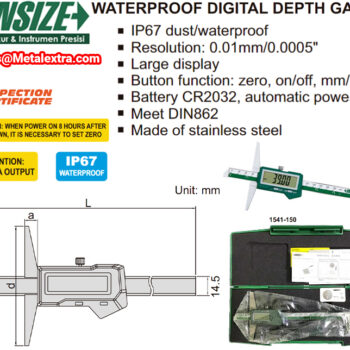 INSIZE Digital Depth Gauge Caliper 1541-150 Waterproof (DIN862, Res 0.01, NO DATA) IP 67, Accuracy; ±0.03mm, Range; ≤Ø150mm - Ø300mm - Image 3