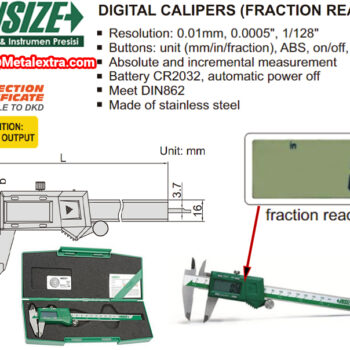 INSIZE Digital Fraction Reading Caliper 1102 (Graduation; 0.01mm, DIN862)Accuracy; 30µm, Range; ≤Ø150mm- Ø300mm - Image 5