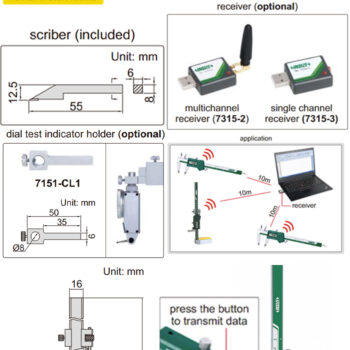 INSIZE Digital Height Gauge 1154-150WL (Carbide scriber, Wireless Output) Accuracy; ±0.03mm, Range: ≤150mm / 6 Inch - Image 4
