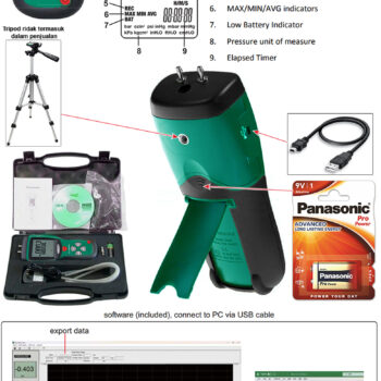 INSIZE Differential Pressure Manometer 0140-DP05 (CAT III 600V, USB Data, Res; 0.001) Range; -5 Psi≤5 Psi / Max; ≤20 Psi - Image 5