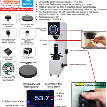 INSIZE Manual Rockwell Hardness Tester ISH-RD200 (Digital, Standard; ISO 6508) Range: 98N - 1471N - Image 4