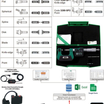 INSIZE Digital Micrometer 3580 Universal Spindle (DIN 863, Grad: 0.001mm) Accuracy; ±4μm, Range; ≤25mm -  ≤200mm - Image 3