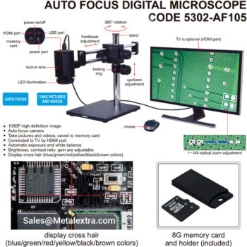 INSIZE Digital Microscope 5302-AF105 Long Focus Distance (2Mpx, HDMI, USB, Res; 1920x1080) Optical Magnification; 1.8X~27.5X - Image 3