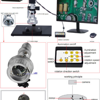 INSIZE Digital Microscope 5301-D400 Motorised 360° (Zoom 120X; 1920x1080) 1/2.8" Inch CMOS, USB, HDMI, LCD 13,3 Inch - Image 4